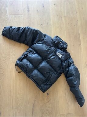 The North Face Black Puffer Coat with White Logo